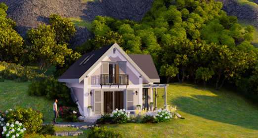 法国乡村湖畔石屋